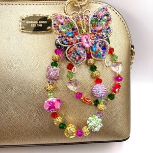 🦋 Luxury Bag/Phone Chain Charm/Keychain Colorful Rhinestone Butterfly Crystal